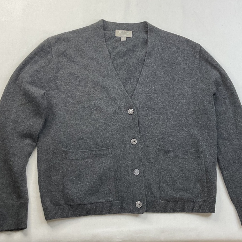 J.Crew Cashmere Cardigan Sweater Charcoal Gray V-Neck Button Front Womens XS - Picture 4 of 6